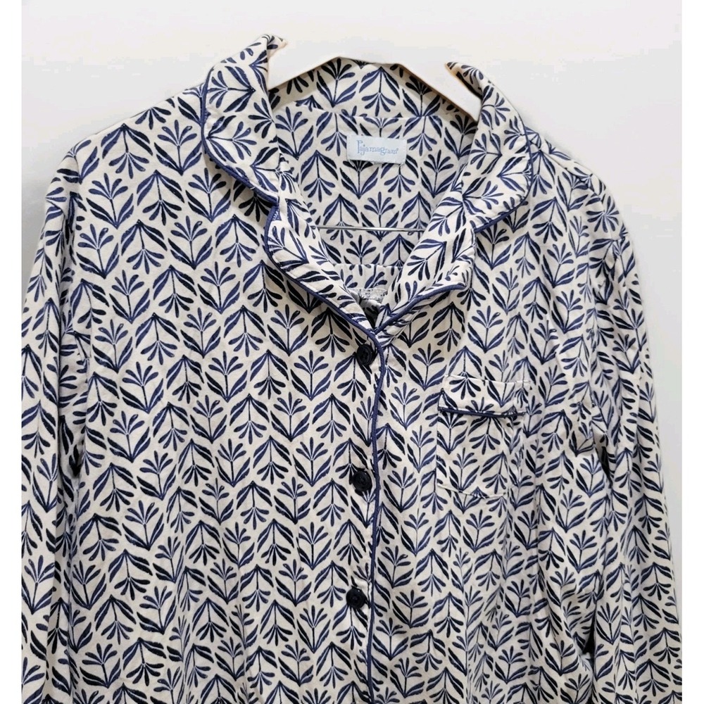 Pajamagram "Blue Block" Print Pajama Set PJs Button Front Long Sleeves Sz XL - Picture 2 of 5